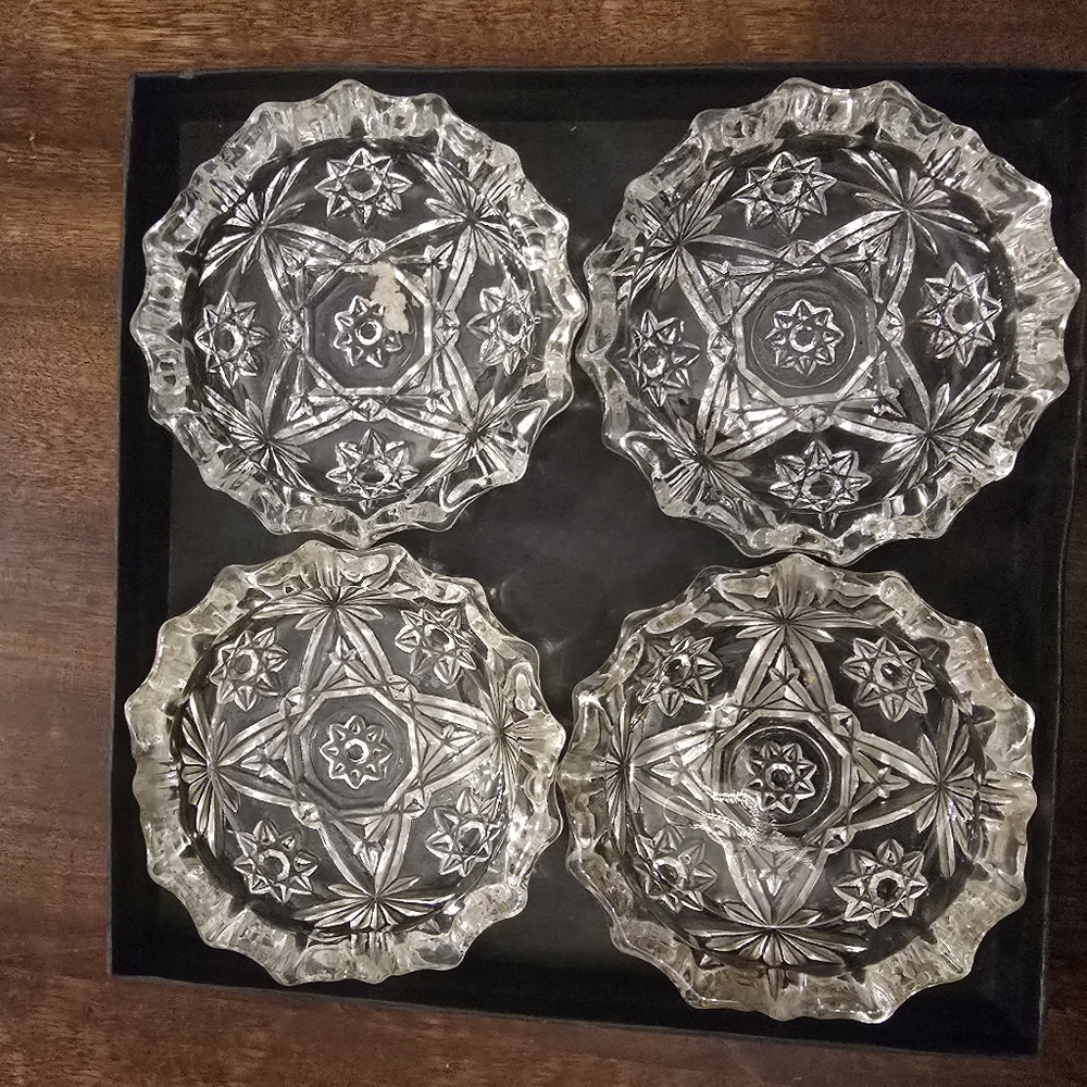 Vintage McM Press Glass Coaster 4 Pack In Original Box